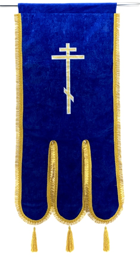 Хоругви вышитые (пара) новая вышивка, вышитая икона, крест без вышивки