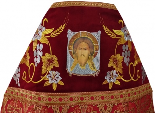 Облачение священника комбинированное из парчи "Греческий крест", с вышитым омофором, вышивка "Лилия"