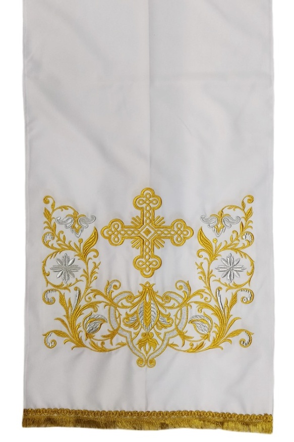 Покров "Крест цветок" на аналой, с недорогой бахромой