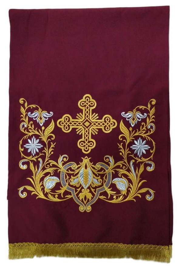 Покров "Крест цветок" на аналой, с недорогой бахромой