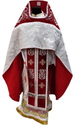 Облачение священника комбинированное из парчи «Византийский крест», с вышитым омофором, узор «Новая вышивка»