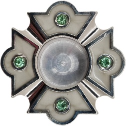 Капсула с эмалью, диаметр 5 см, белая эмаль, зелёный крест