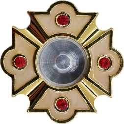 Капсула с эмалью, диаметр 5 см, белая эмаль, красная с позолотой