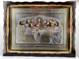 Икона Тайная Вечеря 54х41 см, серебряная литография (Чехия, Репродукция)