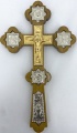 Крест напрестольный №6, золочёное распятие, серебряные иконки, 31,5х18