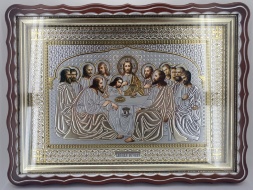 Икона Тайная Вечеря 55х41 (коричневая рама) патина