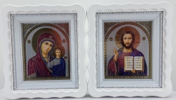 Иконы «Венчальная пара» (литография цветная, белый, без покрытия) 27×24 см