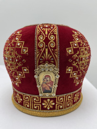 Митра «Меандр», лента страз, драгоценный низ, оклады металлические