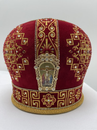 Митра «Меандр», лента страз, драгоценный низ, оклады металлические