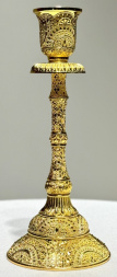 Подсвечник напрестольный золотой (Китай) 19х8 см