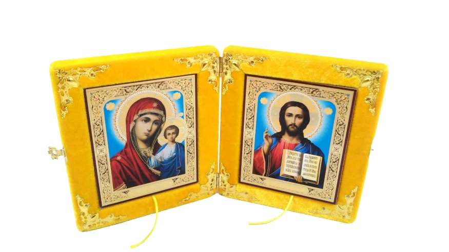 Складень бархатный, жёлтый под лик 10х12