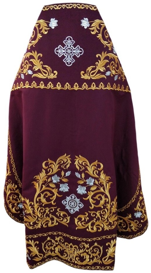 Облачение священника, вышитое на габардине, вышивка «Роза» с вышитым галуном