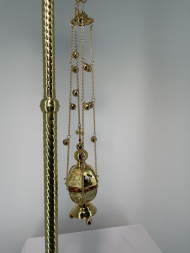 Кадило шестигранное, позолоченное с колокольчиками