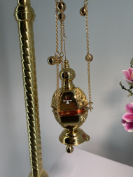 Кадило шестигранное, позолоченное с колокольчиками