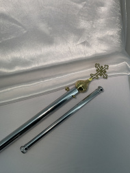 Комплект из двух штук, жезл и перекладина для хоругви (малой), длина 30 сантиметров, диаметр 2,5 сантиметра