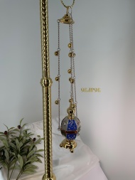 Кадило шестигранное, комбинированное, с цветной эмалью с колокольчиками