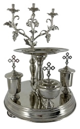 Литейное блюдо никелированное, диаметр 31 см, высота 43 см