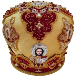Митра «Херувим» жёлто-бордовая