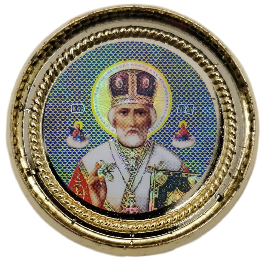 Икона круглая с плетёным кантом, на застёжке-липучке, диаметр 4,5 сантиметра