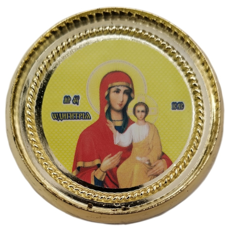 Икона круглая с плетёным кантом, на застёжке-липучке, диаметр 4,5 сантиметра