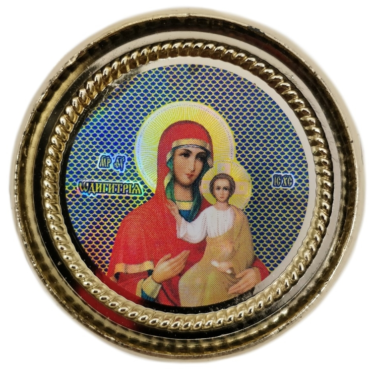 Икона круглая с плетёным кантом, на застёжке-липучке, диаметр 4,5 сантиметра