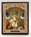 Икона святителя Николая Чудотворца золотой фон, голубая митра 11x13