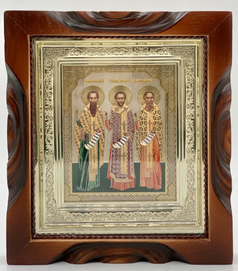 Икона Трёх святителей: Василий Великий, Григорий Богослов и Иоанн Златоуст 19х17