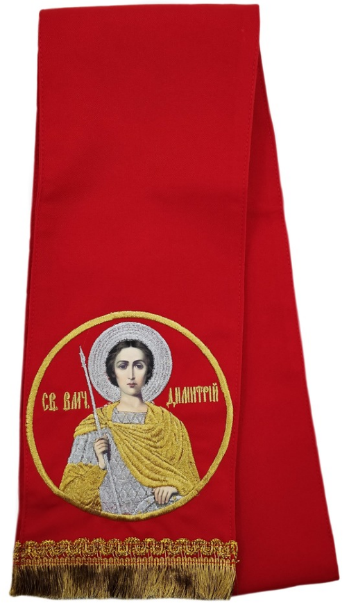 Закладка с иконой Димитрия Солунского красная