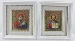 Иконы «Венчальная пара» (цветная, белая) 20×18 см