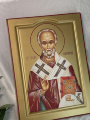 Икона Святителя Николая Чудотворца, печатная на деревянном планшете, матовая