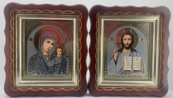 Иконы «Венчальная пара» литография, серебрение, коробка без паспарту, 27х25 см