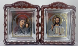Иконы "Венчальная пара" литография, серая, в коробке, покрытие серебром, 30х24 см