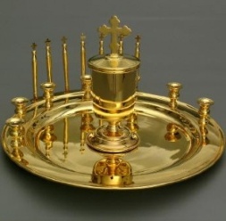 Набор для соборования, позолоченный, диаметр 30,4 см, высота 17 см, без кисточек