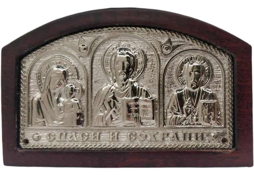 Автомобильный тройник (металл, дерево) арка, серебро