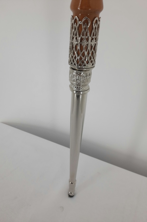 Жезл деревянный под серебро, (со змеями) эмаль и камни 149х15,5 см