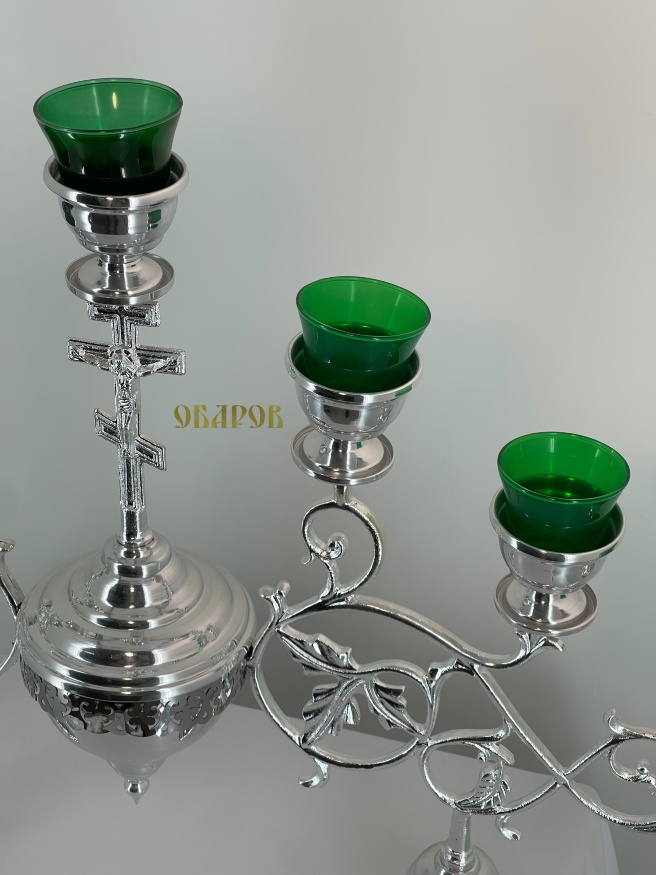 Семисвечник напрестольный №1–2 (с крестом, алюминий) 83×59