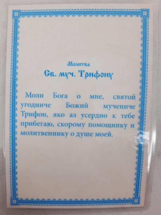 Ламинированная икона святого великомученика Трифона (Киево-Печерская Роспись)