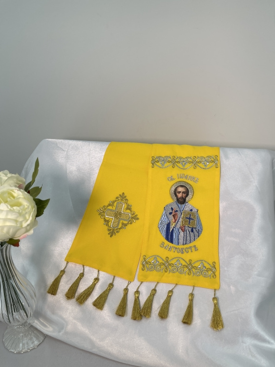 Закладка с вышитой иконой святителя Иоанна Златоуста