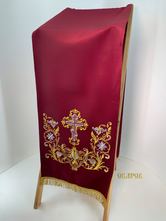 Покров «Крест цветок» на аналой с дорогой бахромой
