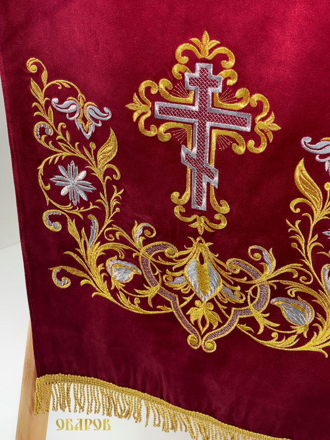 Покров «Крест цветок» на аналой с дорогой бахромой