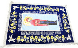 Плащаница Божией Матери на бархате (Ангелы, серебро) (вышивка виноград)