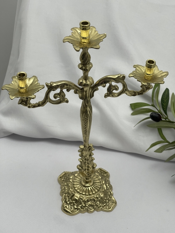 Подсвечник настольный, на три свечи, латунь, 33,5×25 №12 — 1