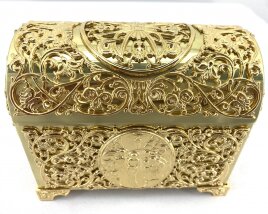 Хрестильний ящик латунь - золото 15х12,5см