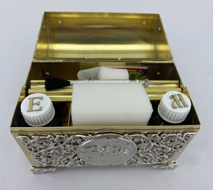 Хрестильний ящик латунь - нікель 15х12,5см