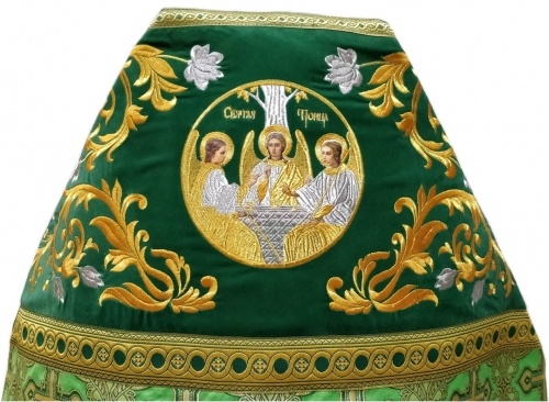 Облачення священника комбіноване з парчі "Ажурний хрест", з вишитим опліччям, вишивка "Роза"