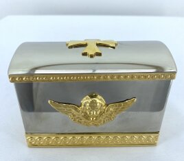 Хрестильний ящик нержавійка - латунь 11,5х8см