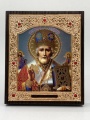 Ікона свт. Микола Чудотворець сір. фон, син. митра 11x13
