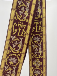 Орарь вишитий, з пришивним галуном, вишивка листочок