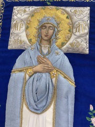 Плащаниця Богородиці на оксамиті 160х100см (вишивка Роза, вишита та розсшита середина)