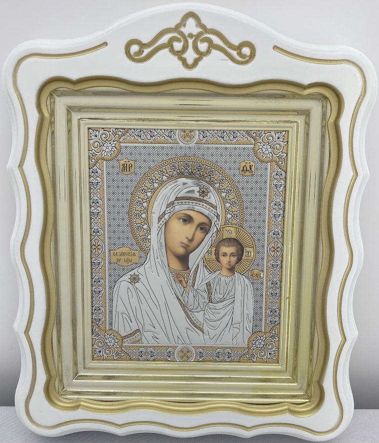 Ікони "Вінчальна пара" літ. тиснена, біл., пат. зол. 30х24см